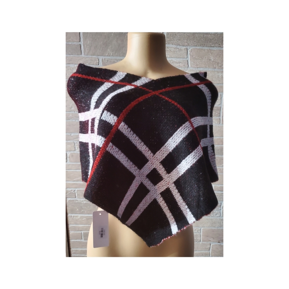 Black Plaid Doubled Scarf